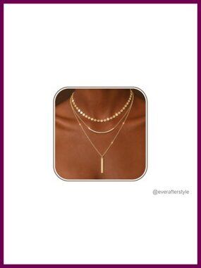 14K Gold Plated 3-Layer Dainty Chain Necklace Set with Extenders